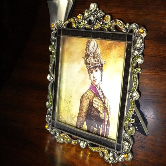 Tizo Italian Enamel Metal Photo Frame Retired Swarovski Crystals Ornate 3x3 - Picture 4 of 16